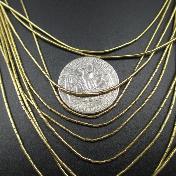 Gold Tone 20 Inch Unique Layered Strand Necklace - Picture 3 of 5